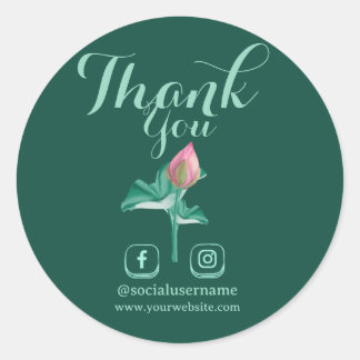 Create Your Own Lotus Thank You and Social Media Classic Round Sticker