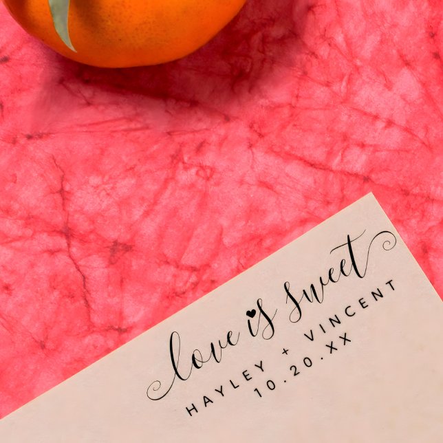 Create Your Own Love Is Sweet Script Names Wedding Self-inking Stamp (Creator Uploaded)
