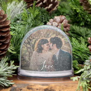 Create your own Love script couple photo Snowglobe
