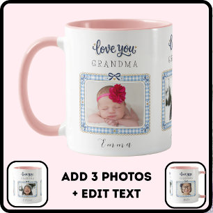 Create Your Own Love You Grandma 3 Photo Cute Mug