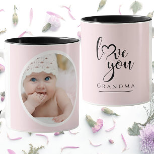 Create Your Own Love You Grandma Photo Cute Pink Mug