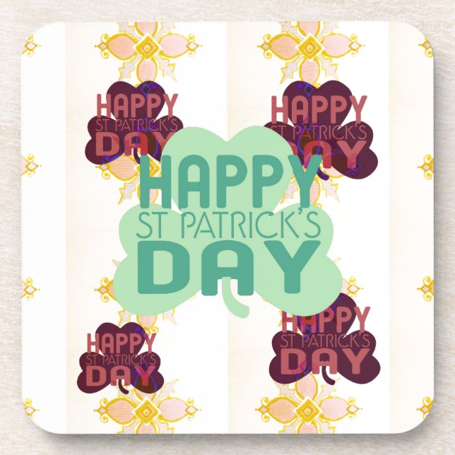 Create Your Own Lovely Happy Saint Patrick's Day Coaster (Front)