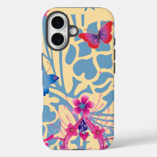 Create Your Own Lovely Peach flora Butterfly Art iPhone 16 Case