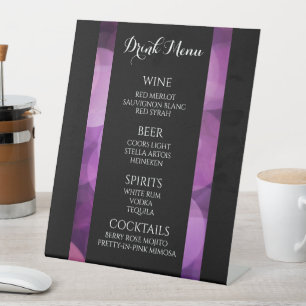 Create Your Own Lt. Purple Bokeh Border Drink Menu Pedestal Sign