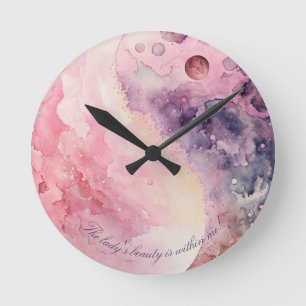 Create Your Own Lunar Love Magic Pink Moon Round Clock