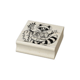 Create Your Own Lunar Racoon Shaman Rubber Stamp