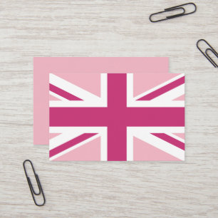 Create Your Own Magenta and White Union Jack Business Card