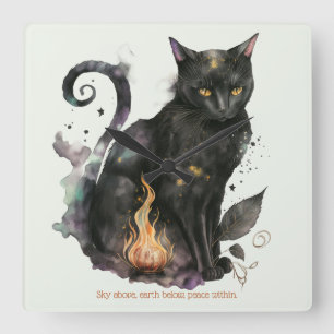 Create Your Own Magic Black Cat Square Wall Clock