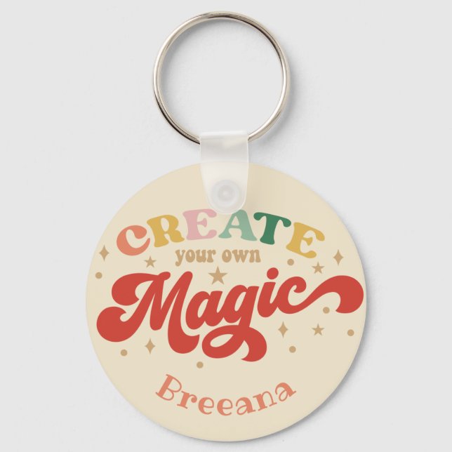 Create Your Own Magic Grl Pwr Girl Power button Key Ring (Front)