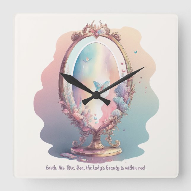 Create Your Own Magic Mirror Square Wall Clock (Front)
