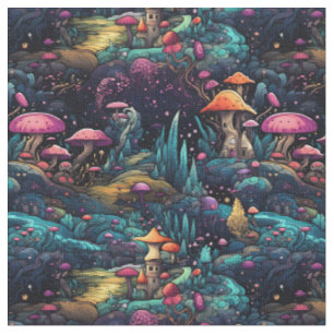 Create Your Own Magic Mushroom Fairy Village Fabric