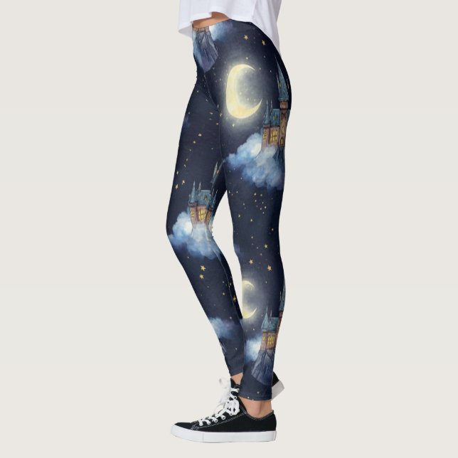 Create Your Own Magical Crescent Moon Castle Leggings (Left)
