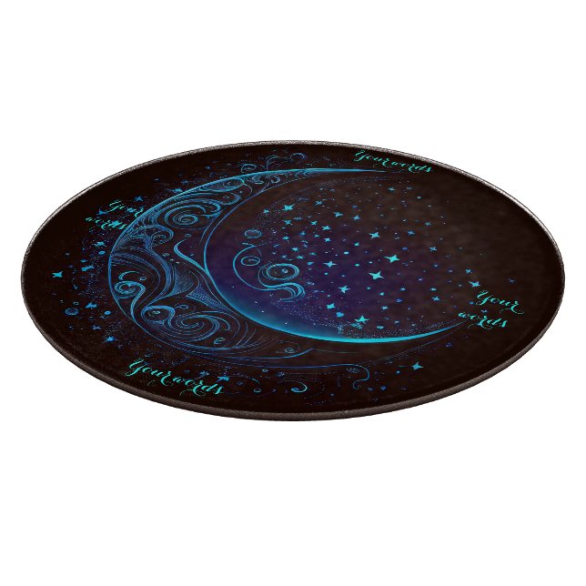 Create Your Own Magical Fligree Blue Moon Altar Cutting Board (Corner)