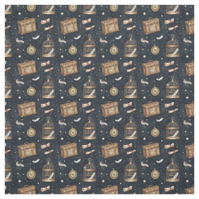 Create Your Own Magical Journey Suitcases Owls Fabric (Swatch)