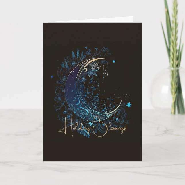 Create Your Own Magical Moon Holiday Card (Front)
