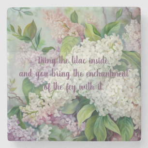 Create Your Own Magical Pink White Purple Lilacs Stone Coaster