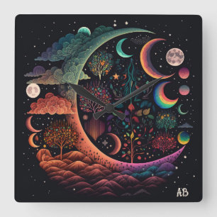 Create Your Own Magical Planetary Paradise Square Wall Clock