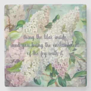 Create Your Own Magical White Lilac Flowers Stone Coaster