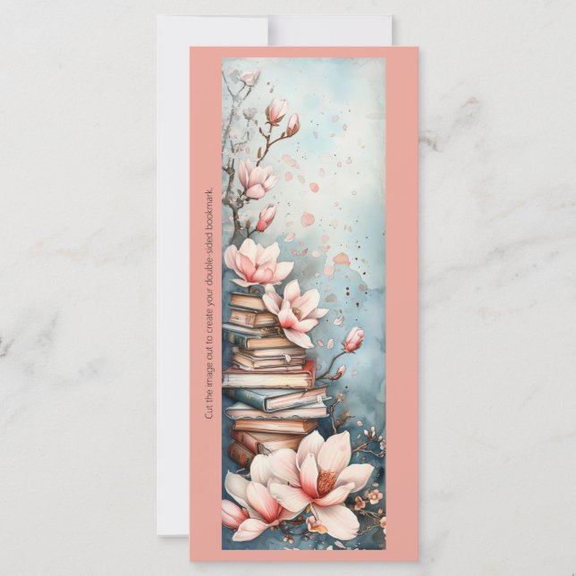 Create Your Own Magnolias Book Stack Bookmark Card (Front)