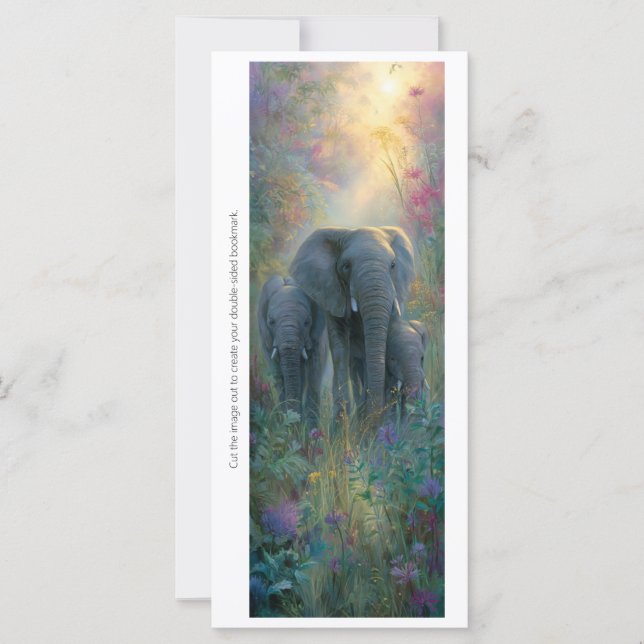 Create Your Own Meadow Elephants Bookmark Card (Front)
