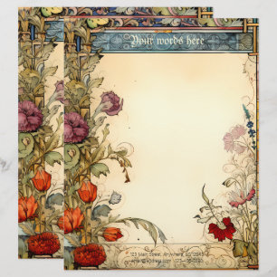 Create Your Own Mediaeval Renaissance Floral Custom Letterhead