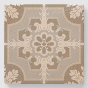 Create Your Own Mediterranean Floral Snowflake Stone Coaster