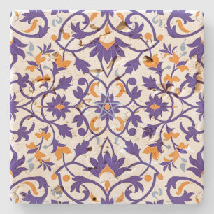 Create Your Own Mediterranean Purple Gold Blue Stone Coaster