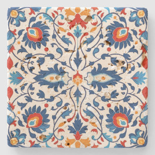 Create Your Own Mediterranean Red Blue Yellow Stone Coaster