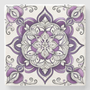 Create Your Own Mediterranean Style Plum Tile Stone Coaster