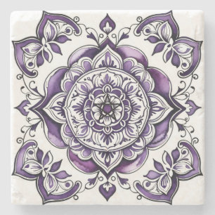 Create Your Own Mediterranean Style Purple Tile Stone Coaster
