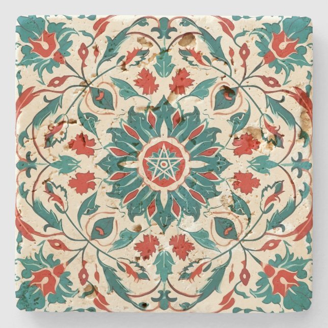 Create Your Own Mediterranean Yule Blooms Stone Coaster (Front)