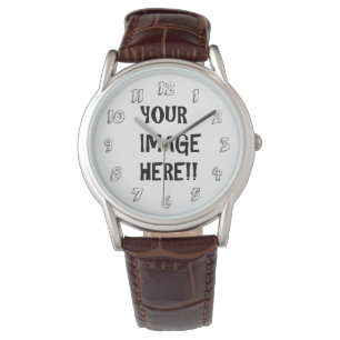 Create Your Own Men's Classic Brown Leather Strap Watch