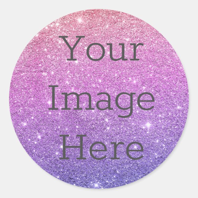 Create Your Own Mermaid Ombre Glitter Dust Classic Round Sticker (Front)