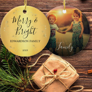 Create your own Merry & Bright family photo Ceramic Tree Decoration