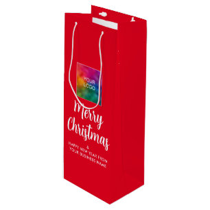 Create Your Own Merry Christmas Logo Template Wine Gift Bag