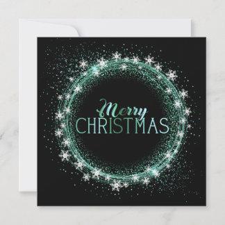 Create Your Own Merry Christmas Snowflake Wreath Holiday Card