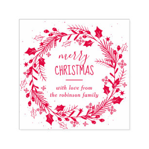Create Your Own Merry Christmas Wreath Greeting Self-inking Stamp