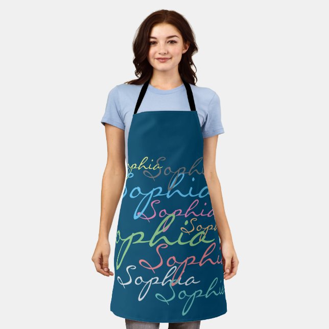 Create your own messy name text unique calligraphy apron (Worn)