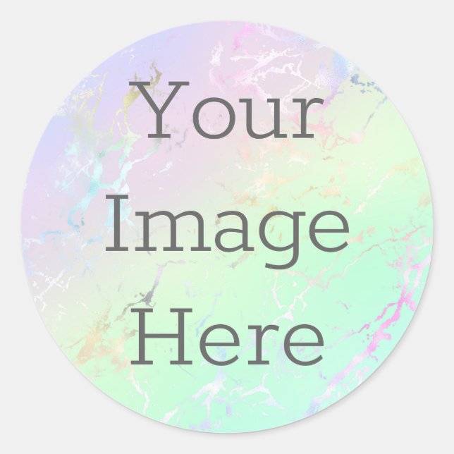 Create Your Own Metallic Faux Iridescent Marble Classic Round Sticker (Front)