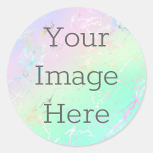 Create Your Own Metallic Faux Iridescent Marble Classic Round Sticker