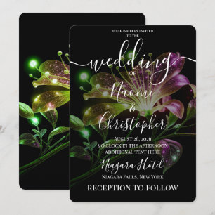 Create Your Own Metallic Glow Flowers Wedding Invitation
