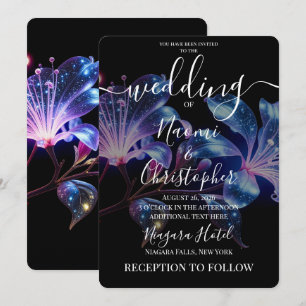 Create Your Own Metallic Glow Flowers Wedding Invitation