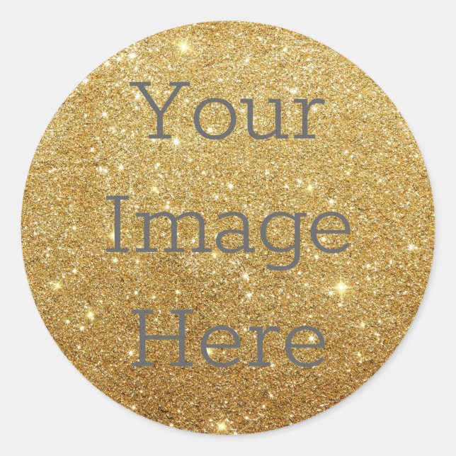 Create Your Own Metallic Gold Glitter Faux Foil Classic Round Sticker (Front)