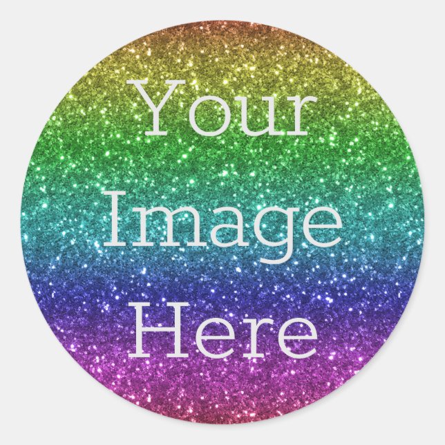 Create Your Own Metallic Rainbow Glitter Faux Foil Classic Round Sticker (Front)