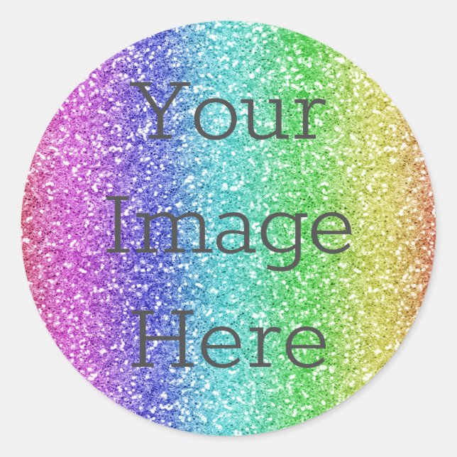 Create Your Own Metallic Rainbow Glitter Faux Foil Classic Round Sticker (Front)