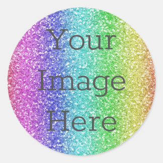 Create Your Own Metallic Rainbow Glitter Faux Foil Classic Round Sticker