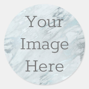 Create Your Own Metallic Silver Marble Faux Foil Classic Round Sticker