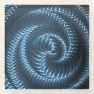 Create Your Own - Metallic Spiral - Blue Glass Coaster