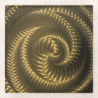 Create Your Own - Metallic Spiral - Gold Glass Coaster