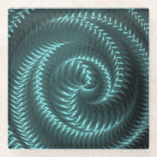 Create Your Own - Metallic Spiral - Teal Glass Coaster